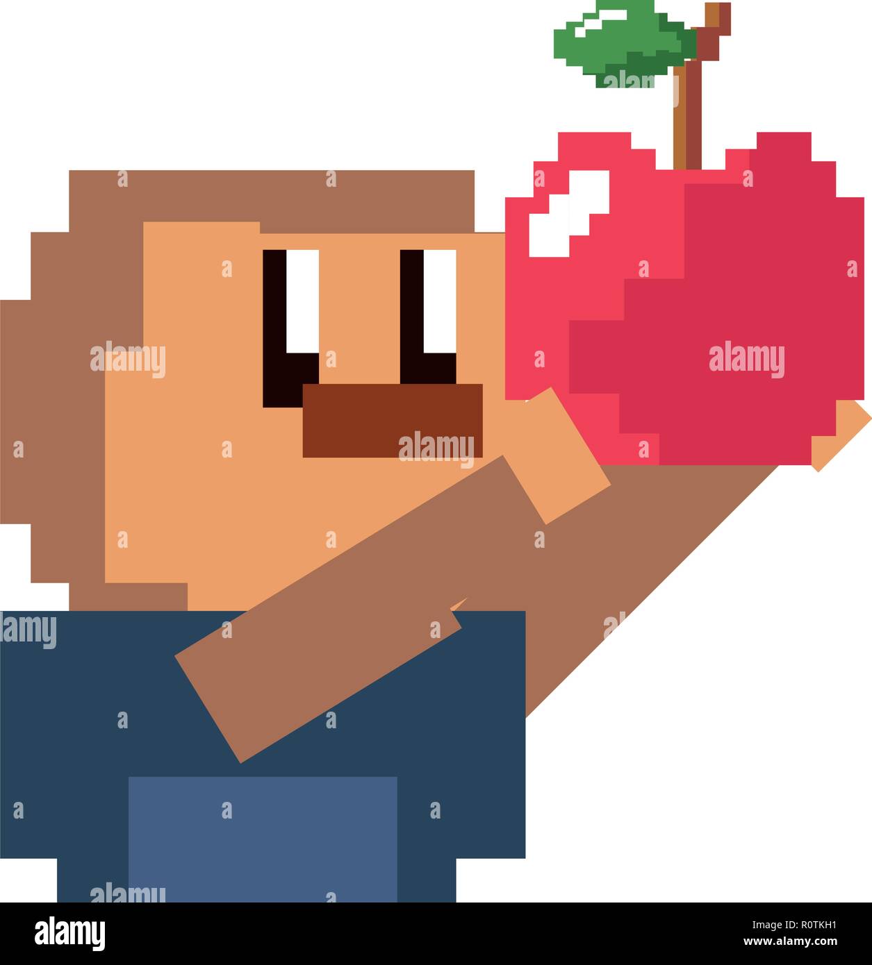 character with apple pixel video game vector illustration Stock Vector ...