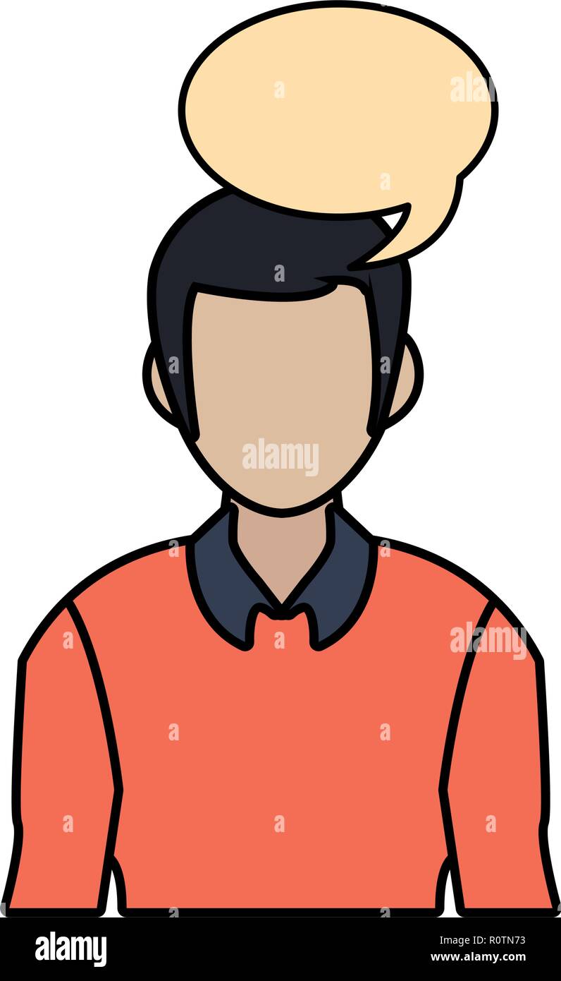 man portrait with speech bubble vector illustration Stock Vector Image ...