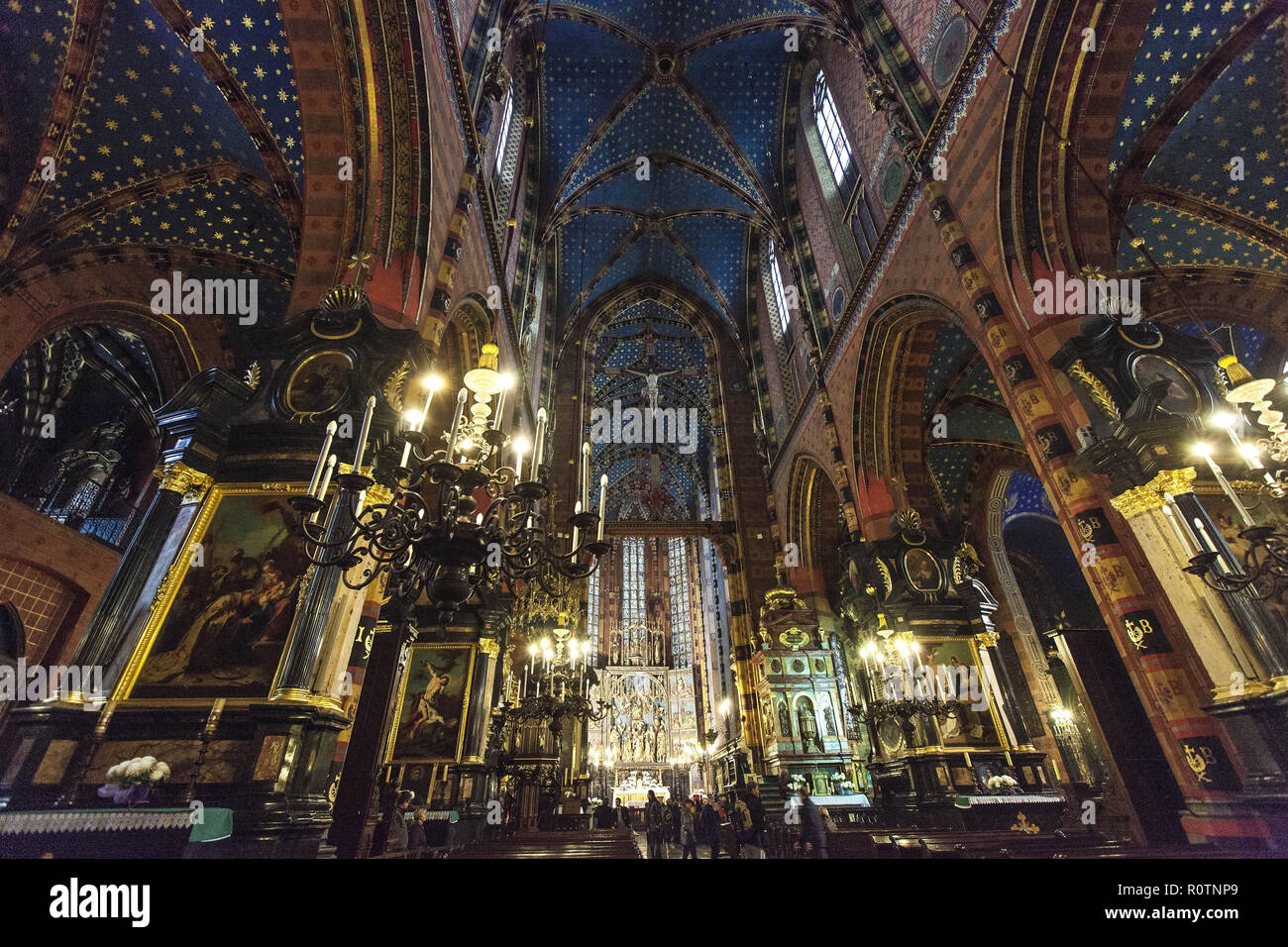 Central nave of St Mary's Basilica, Krakow, Poland    Photo © Federico Meneghetti/Sintesi/Alamy Stock Photo Stock Photo