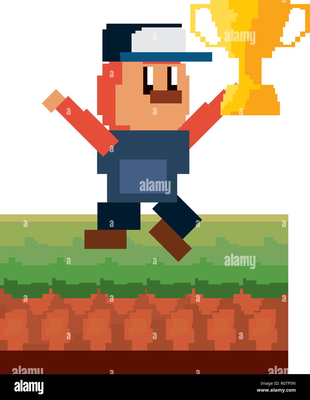 character with trophy pixel video game vector illustration Stock Vector ...