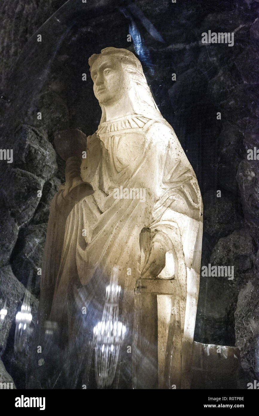 Statue in the underground church of Saint Kinga in Wieliczka salt mines