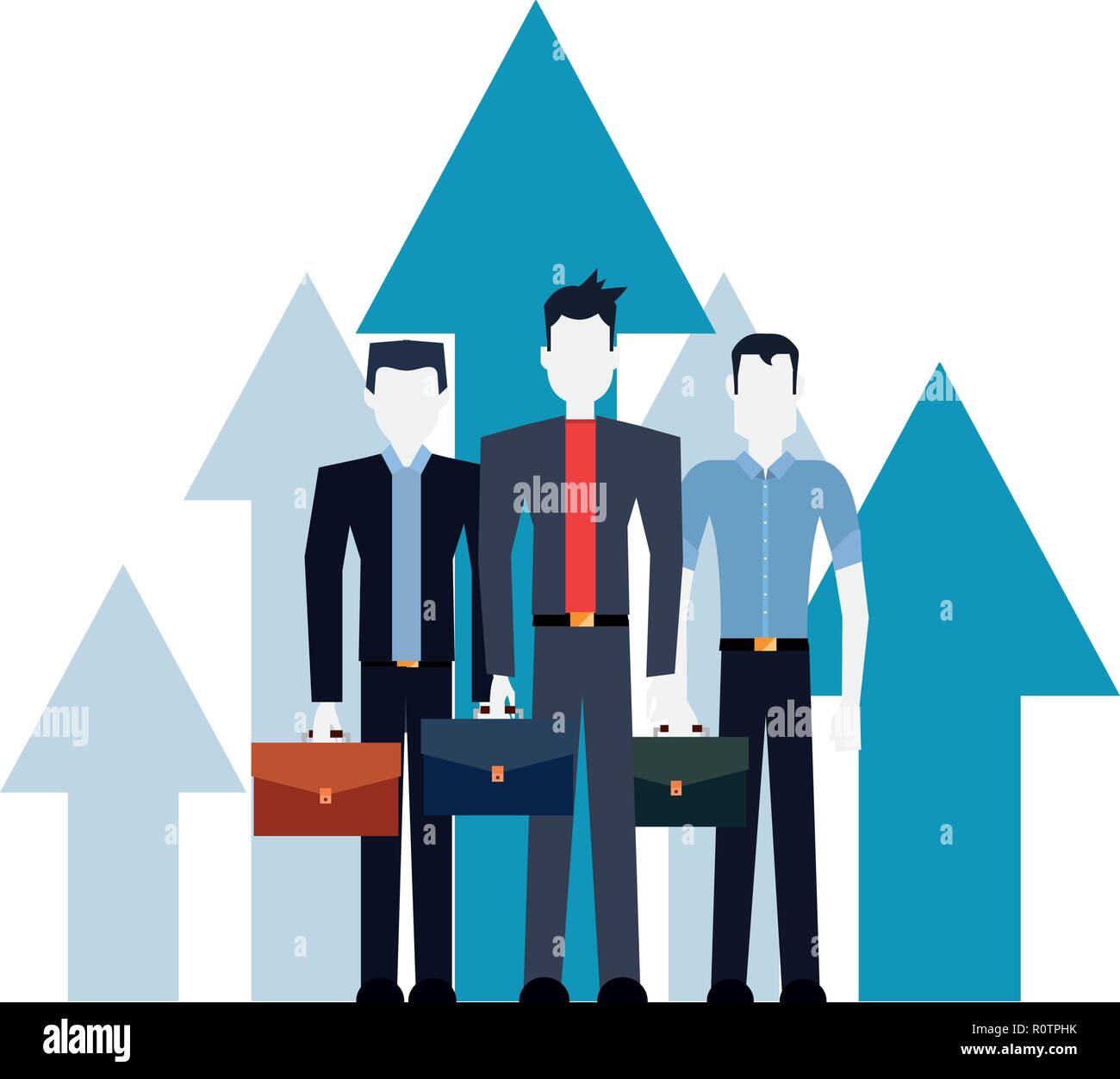 businessmen team with briefcase and arrows vector illustration Stock ...