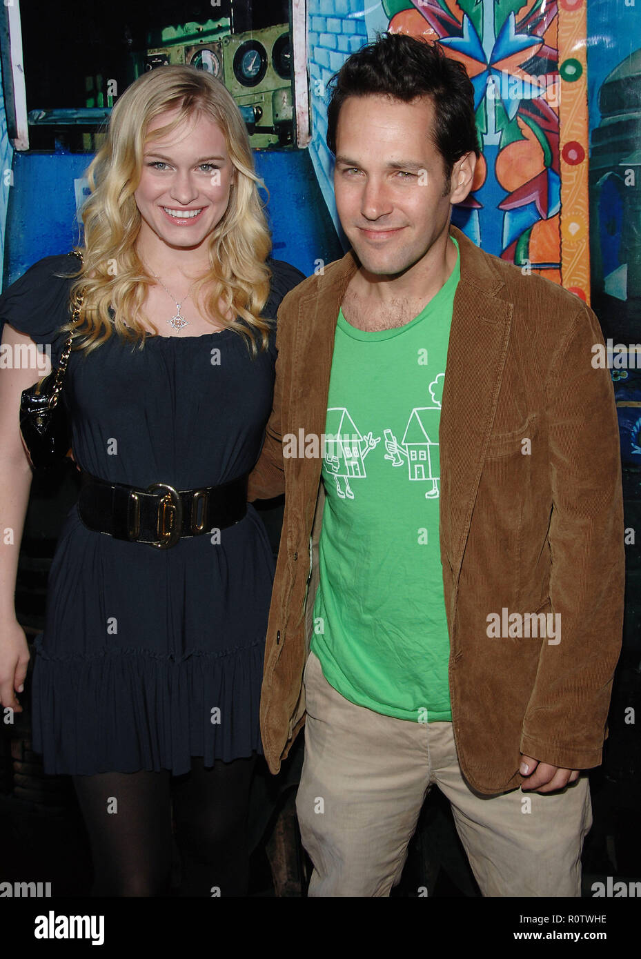 Leven Rambin and Paul Rudd arriving at The Darjeeling Limited Premiere at the Academy of Motion Pictures Arts & Sciences in Los Angeles.  three quarte Stock Photo