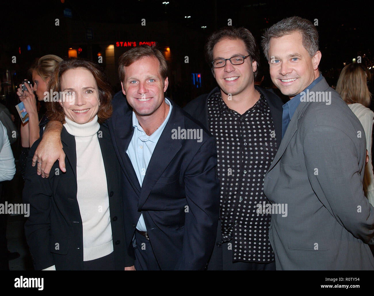 Tom Rothman's wife, Thomas Bradley, Jeffrey Godsick and Hutch Parker at the premiere of Shallow Hal at the Westwood Village Theatre in Los Angeles. No Stock Photo