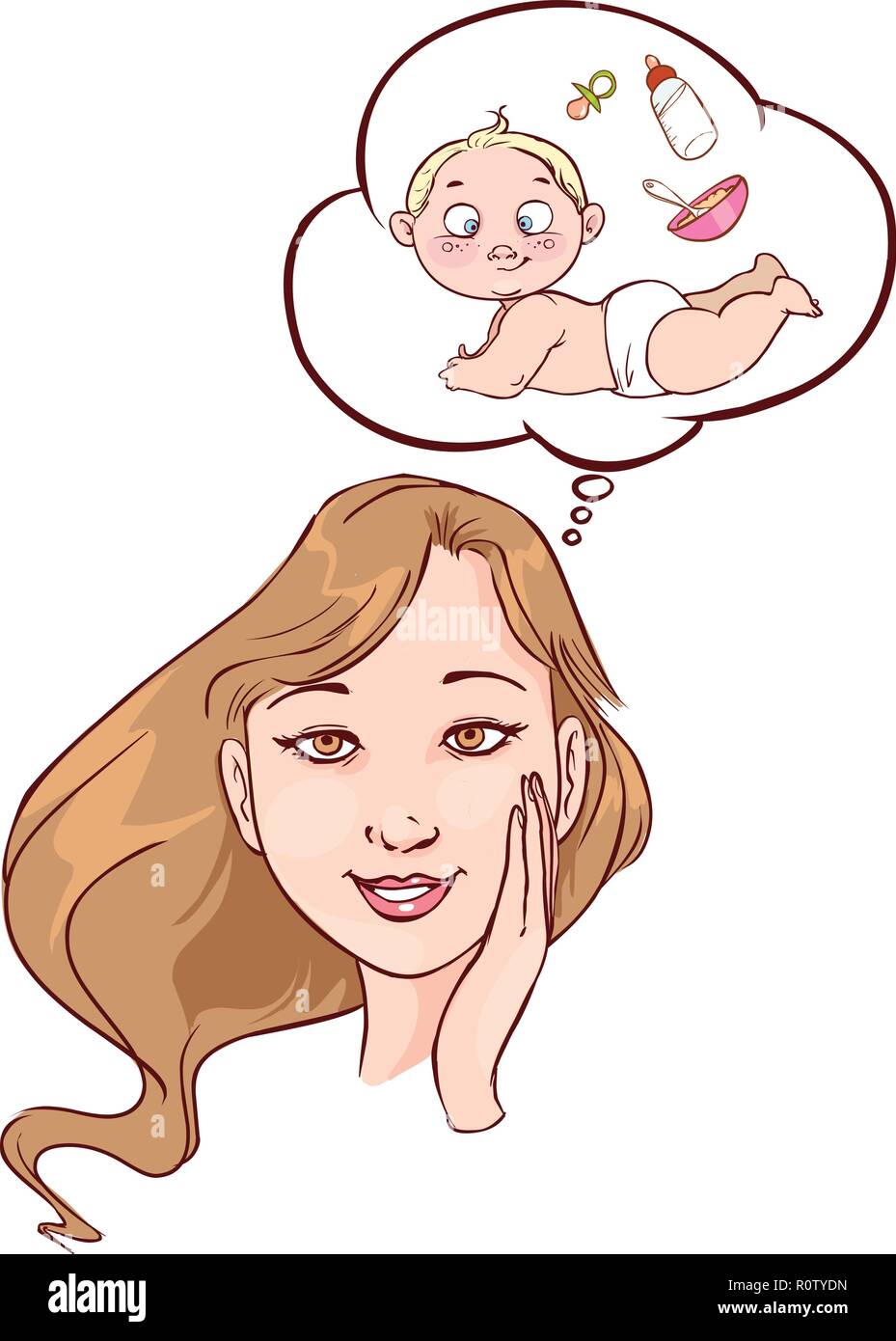 Woman Dreaming About Pregnancy Baby Stock Vector Image Art Alamy