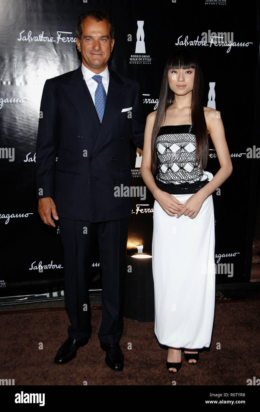 Chiaki Kuriyama arriving at the SALVATORE FERRAGAMO RODEO WALK OF STYLE ...