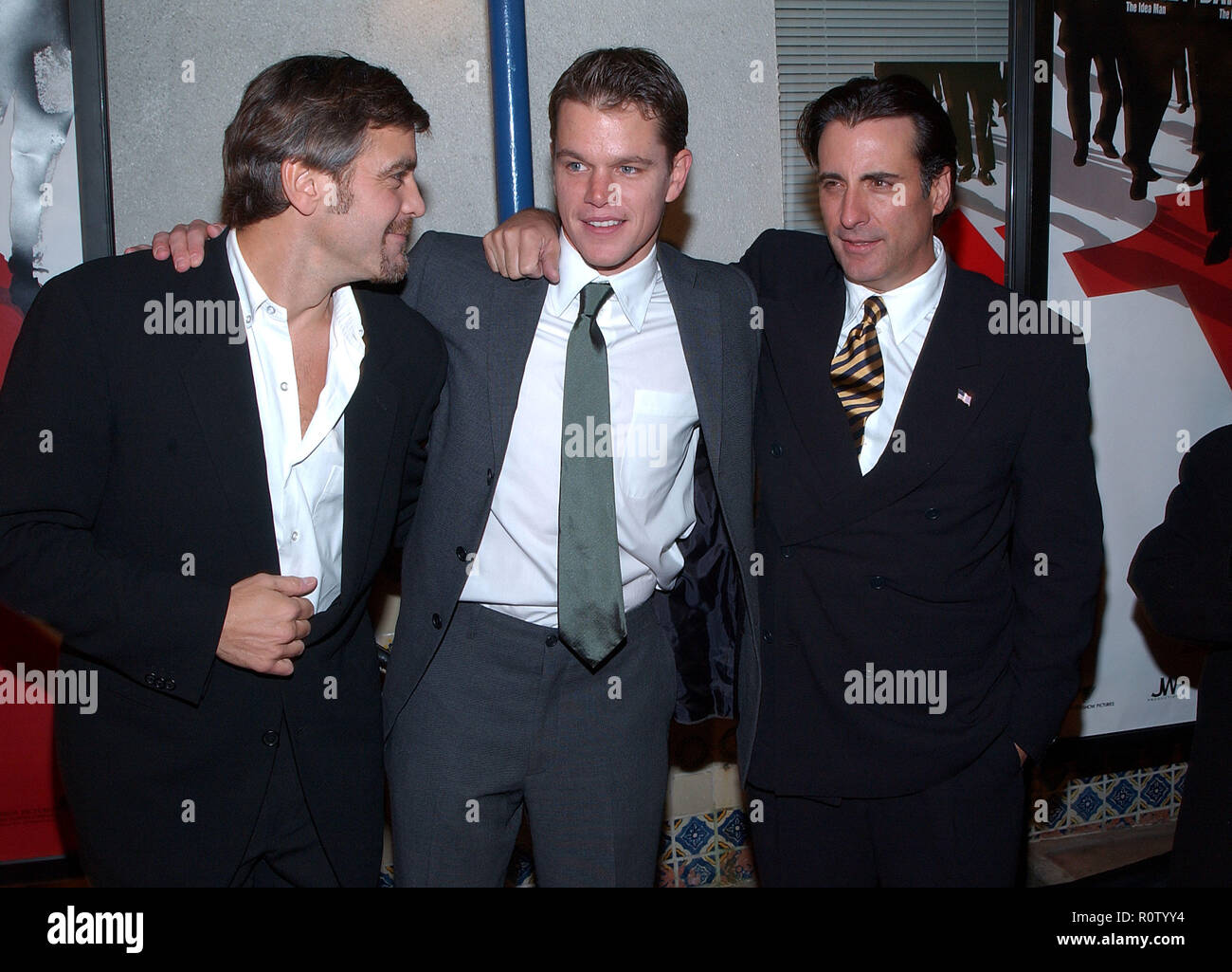 Clooney, Matt Damon and Andy Garcia posing at the Ocean Eleven