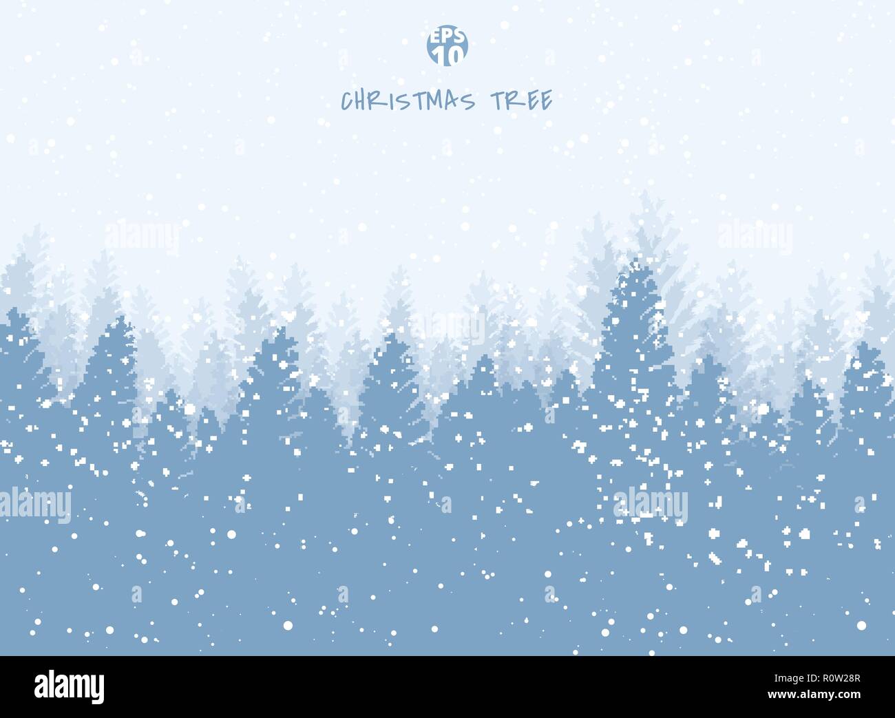 Winter landscape christmas holiday trees against the blue sky with snow horizontal background. Vector illustration Stock Vector