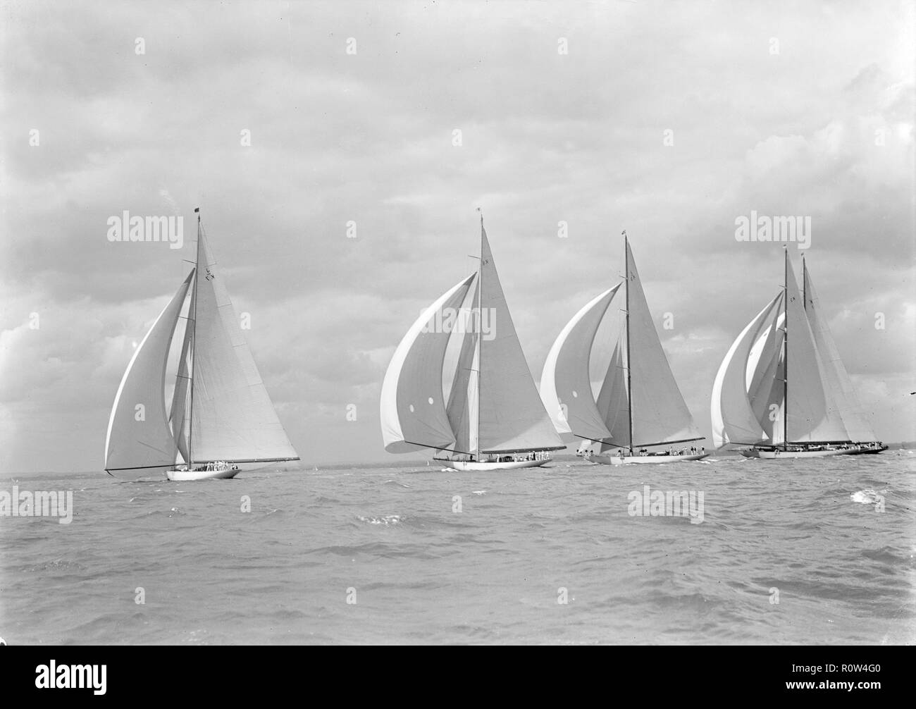 The Big Five J Class yachts racing downwind, 1934. Creator Kirk & Sons of Cowes Stock Photo Alamy