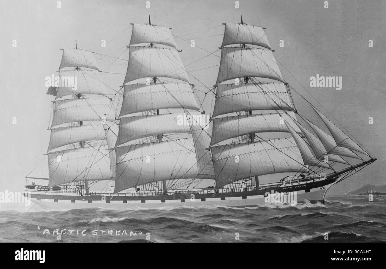 Three masted sailing ships Black and White Stock Photos & Images - Alamy
