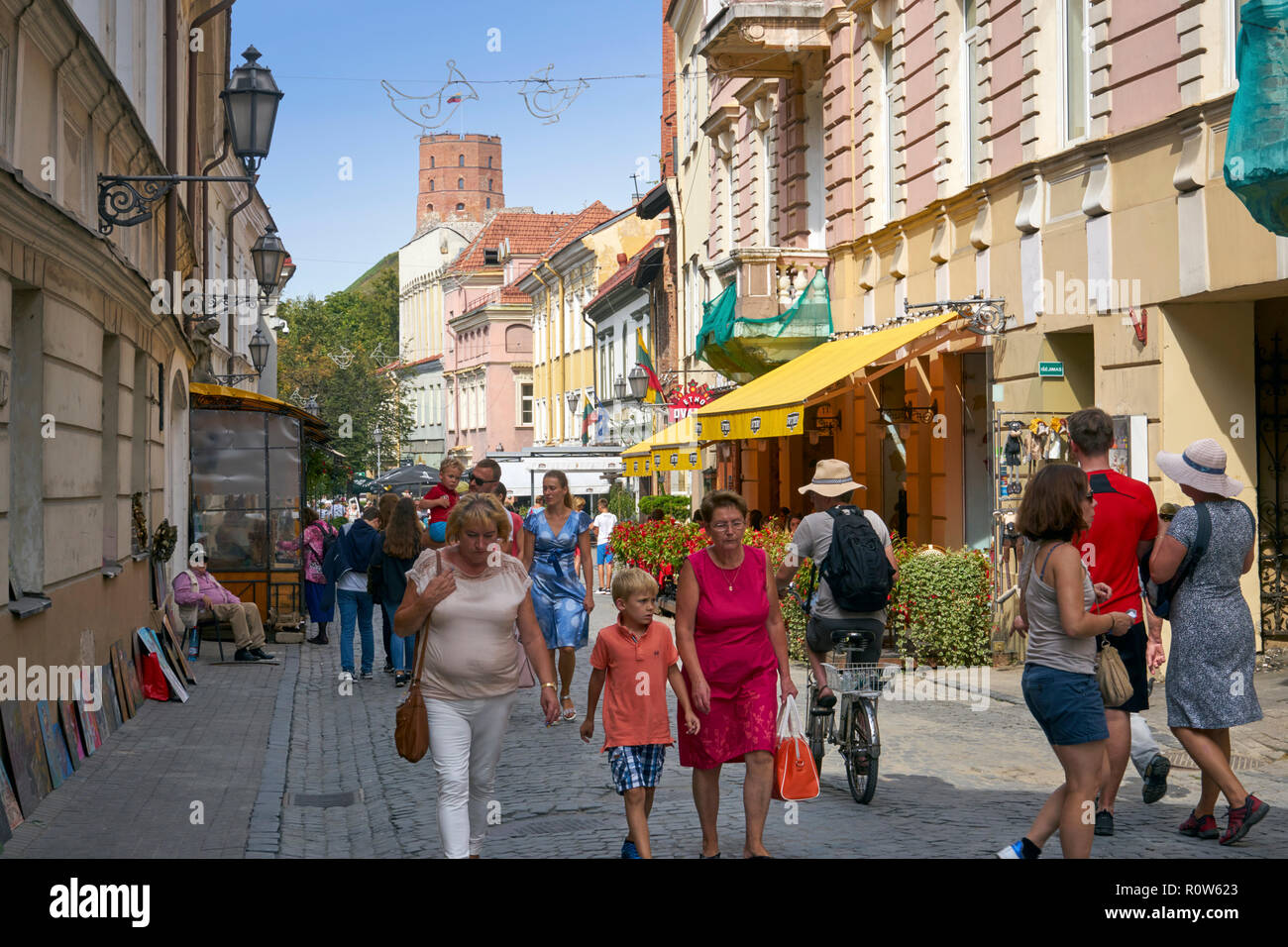 A busy Pilies Street, Vilnius, Lithuania Stock Photo