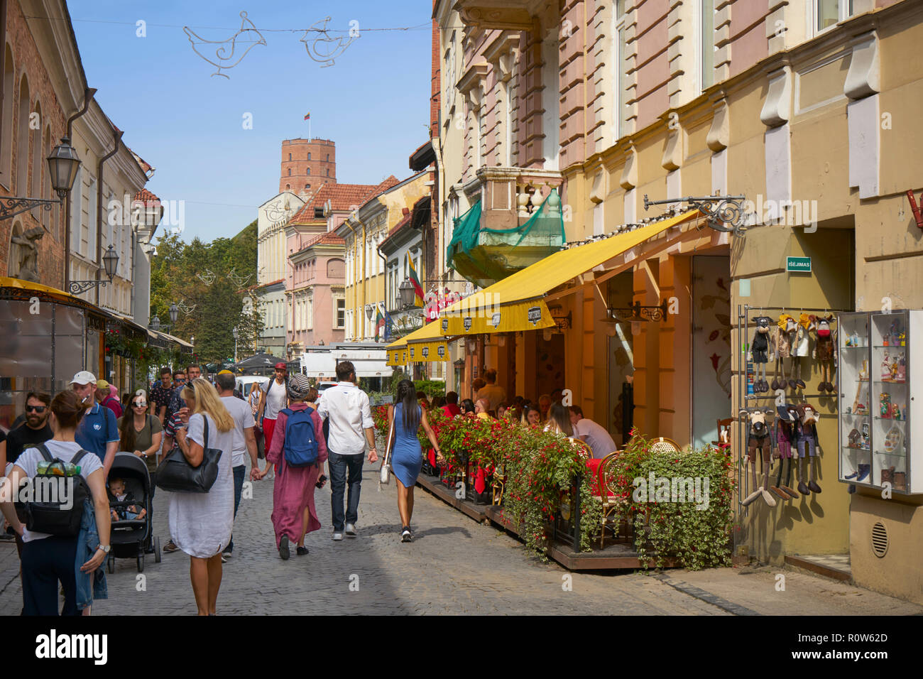 A busy Pilies Street, Vilnius, Lithuania Stock Photo