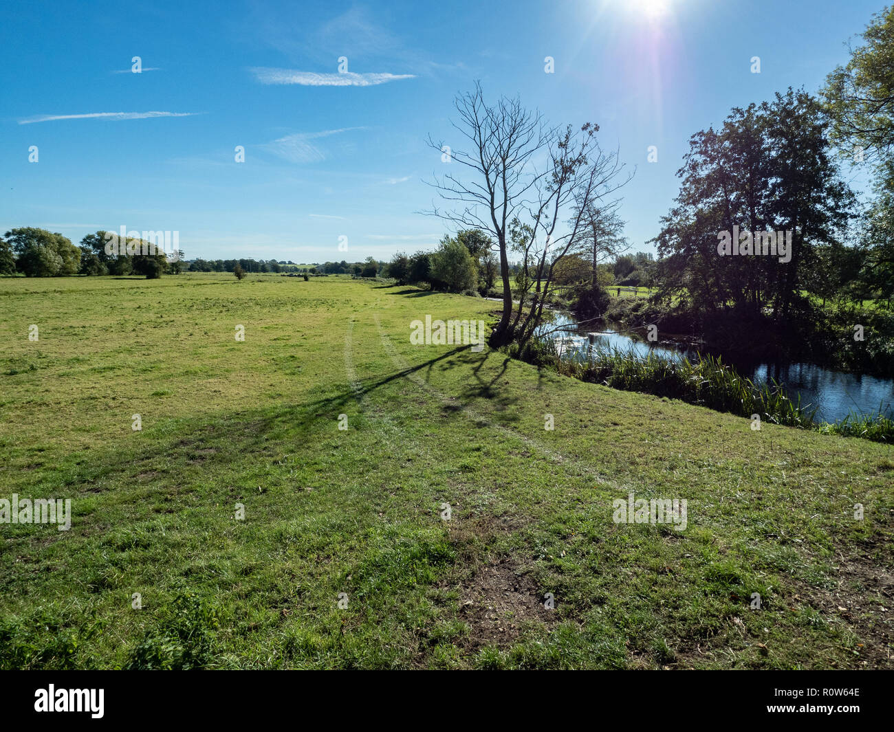 A peaceful scene in the Waveney Valley on a bright sunny day Stock Photo