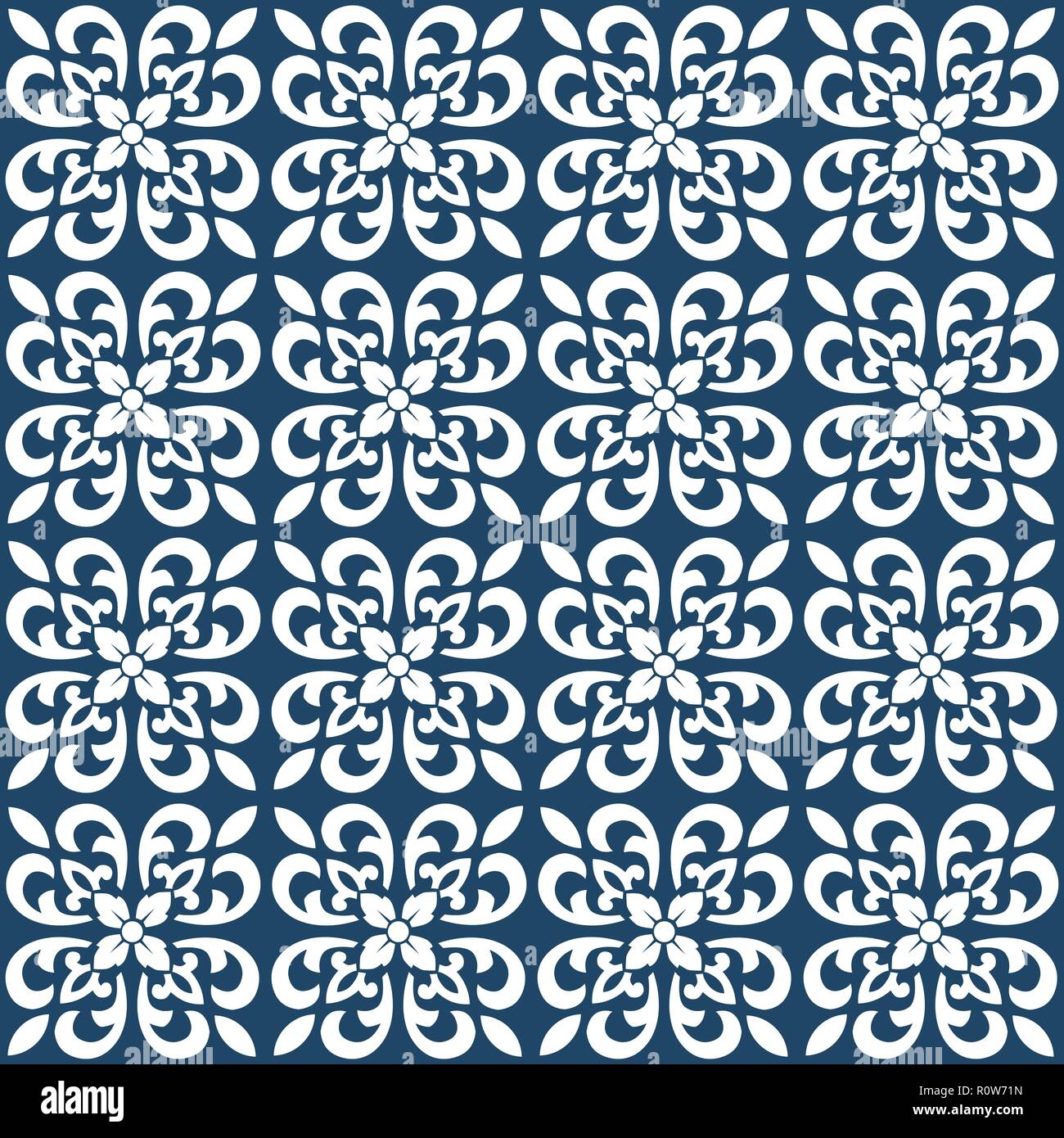 Portuguese style pattern, usually used in tiles in Spain, Portugal and other Mediterranean countries Stock Vector