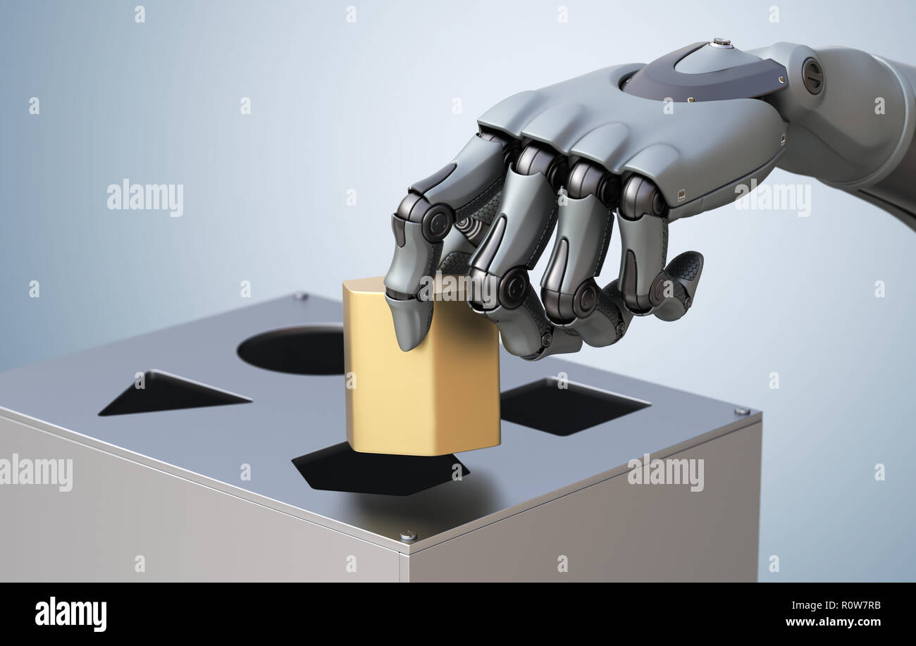 Robotic Hand with Logic Box. 3D illustration, Stock Photo