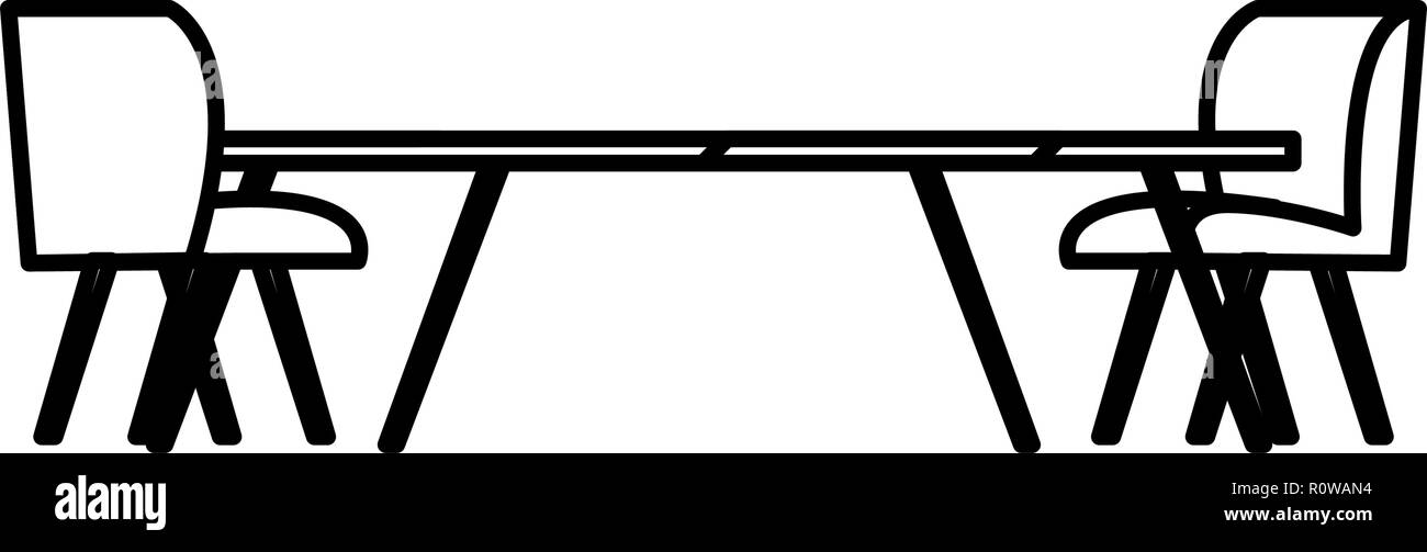 table chairs furniture on white background vector illustration Stock ...