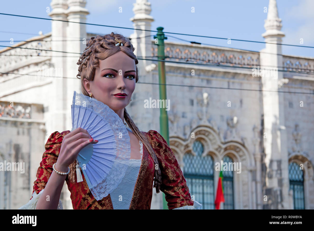 Parade of costumes and traditional masks of Iberia at the XII International Festival of Iberian Masks . Lisbon, Portugal - May 6, 2017: Stock Photo