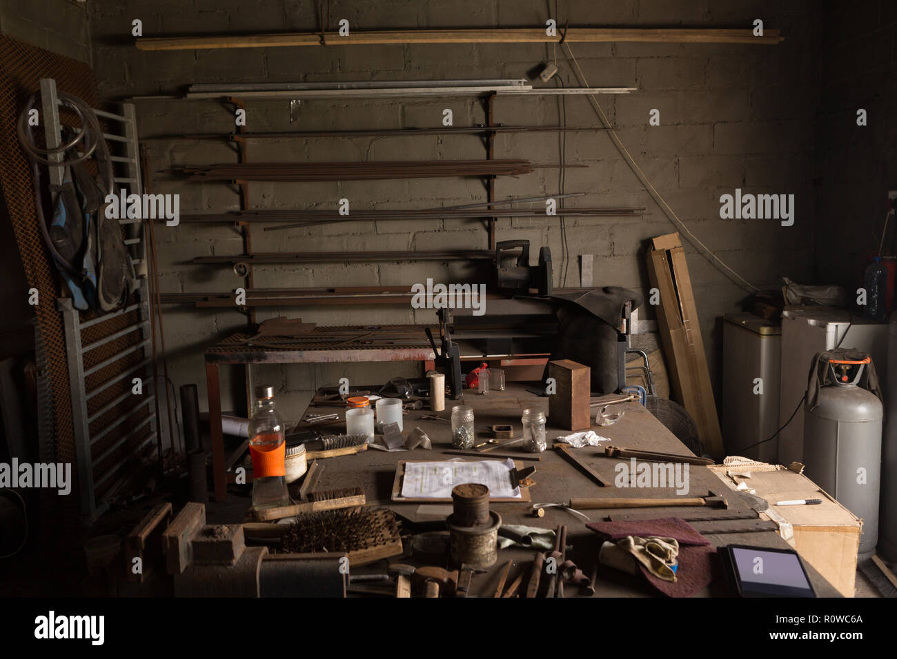 Metalsmith tools and equipments in factory Stock Photo Alamy