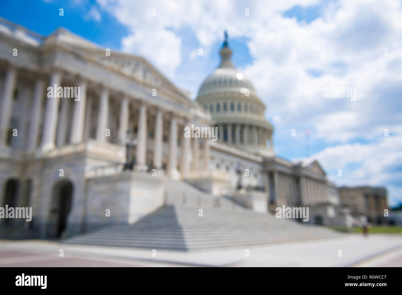 Bright scenic morning view of the empty plaza in front of the Capitol