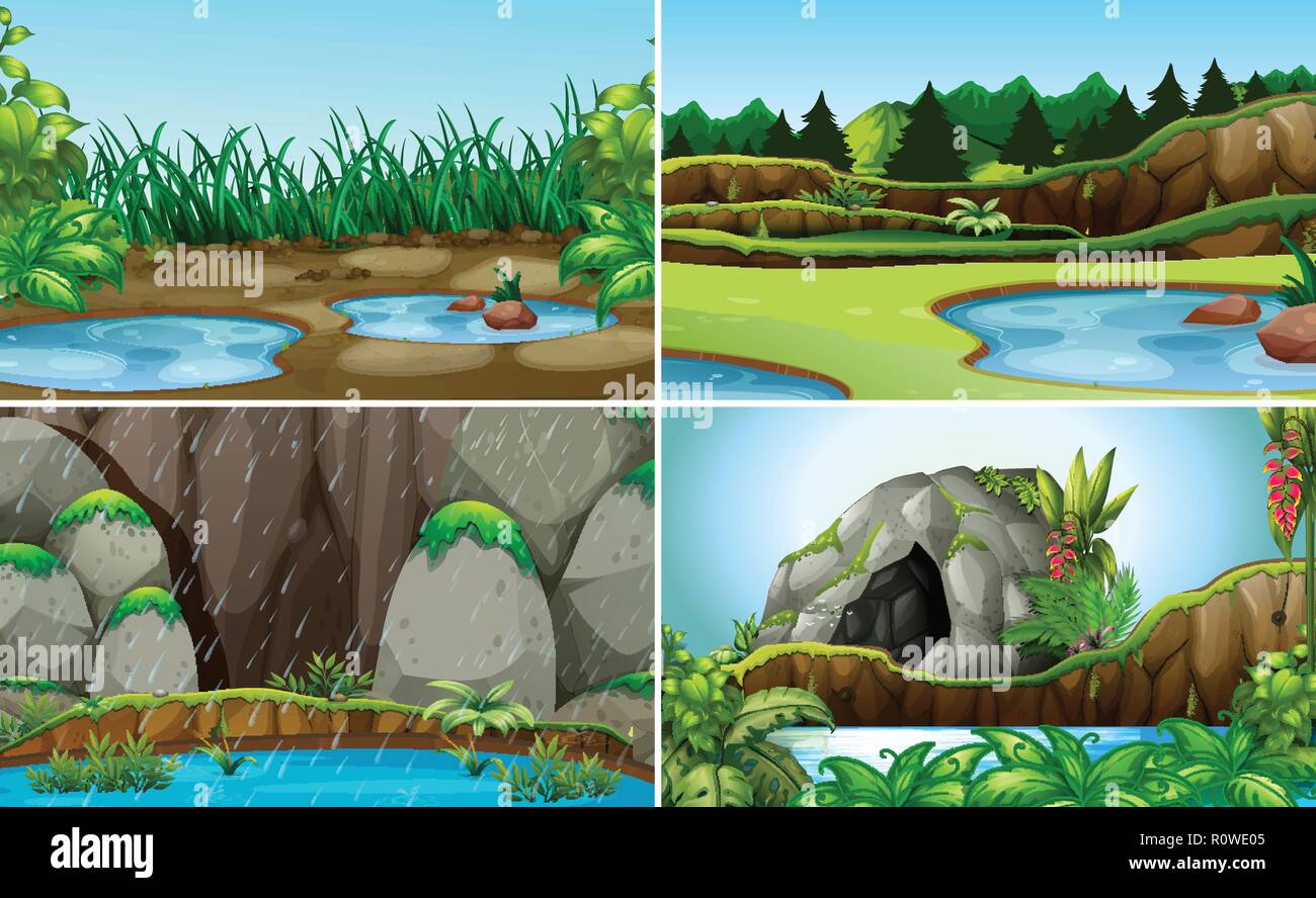 Set of nature water landscape illustration Stock Vector Image & Art - Alamy