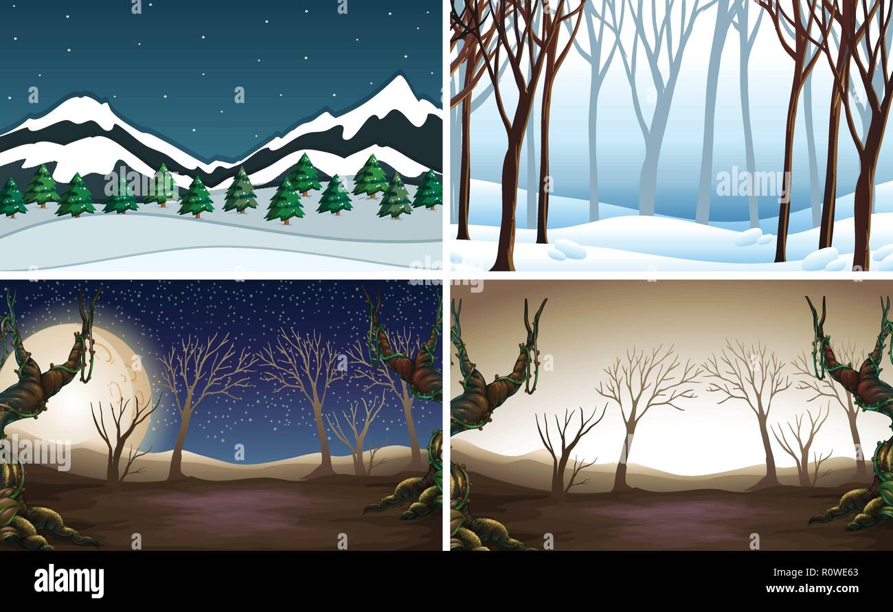 Set of nature background illustration Stock Vector Image & Art - Alamy