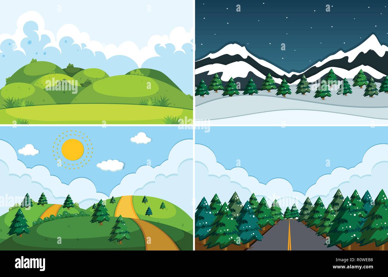 Set of flat nature landscape illustration Stock Vector Image & Art - Alamy