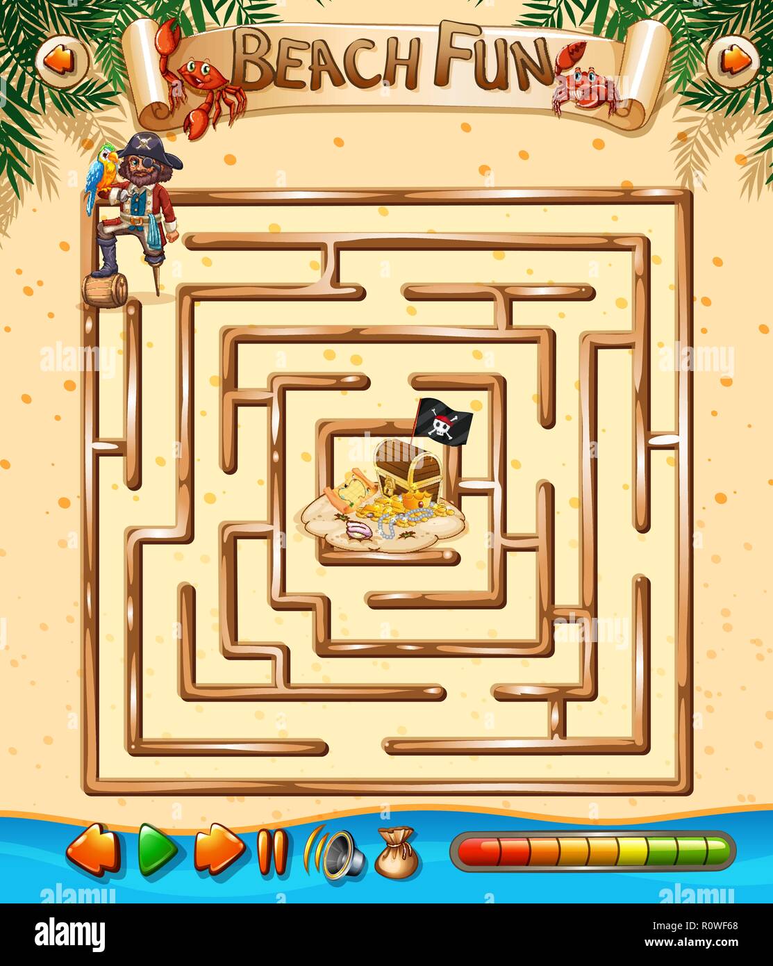 Beach fun maze game template illustration Stock Vector Image & Art - Alamy
