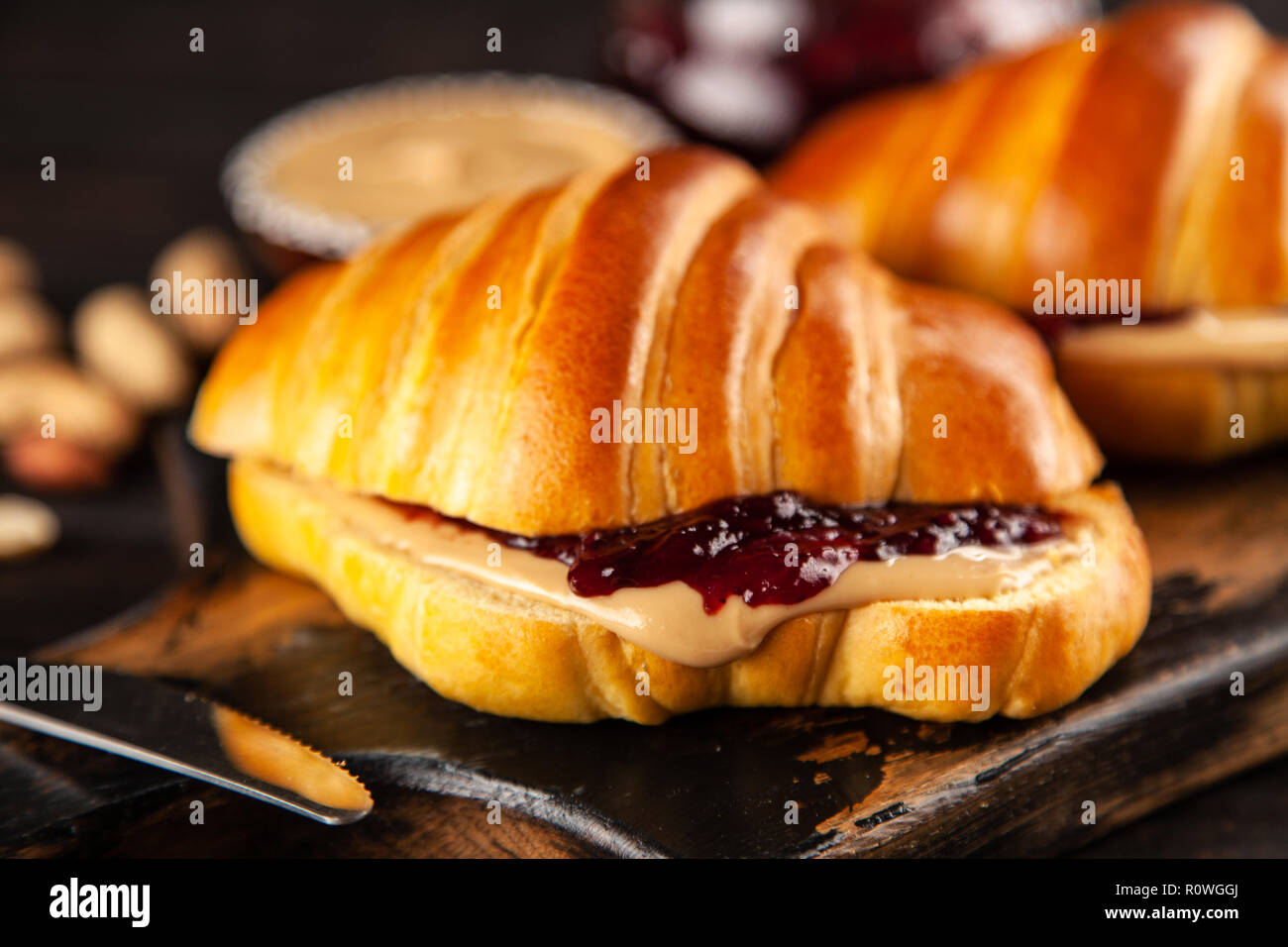 Classic peanut butter and jelly sandwich Stock Photo Alamy