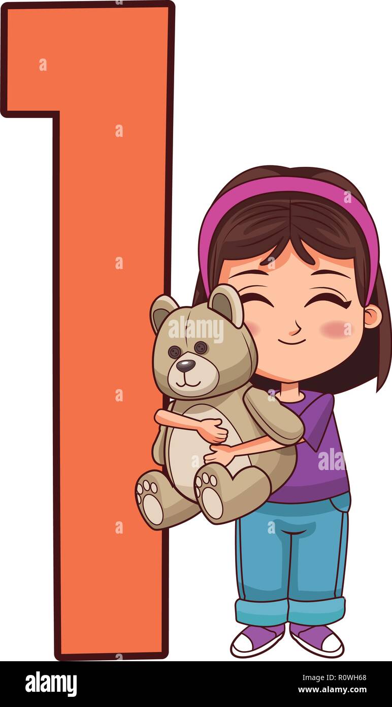 Child hugging teddy Stock Vector Images - Alamy