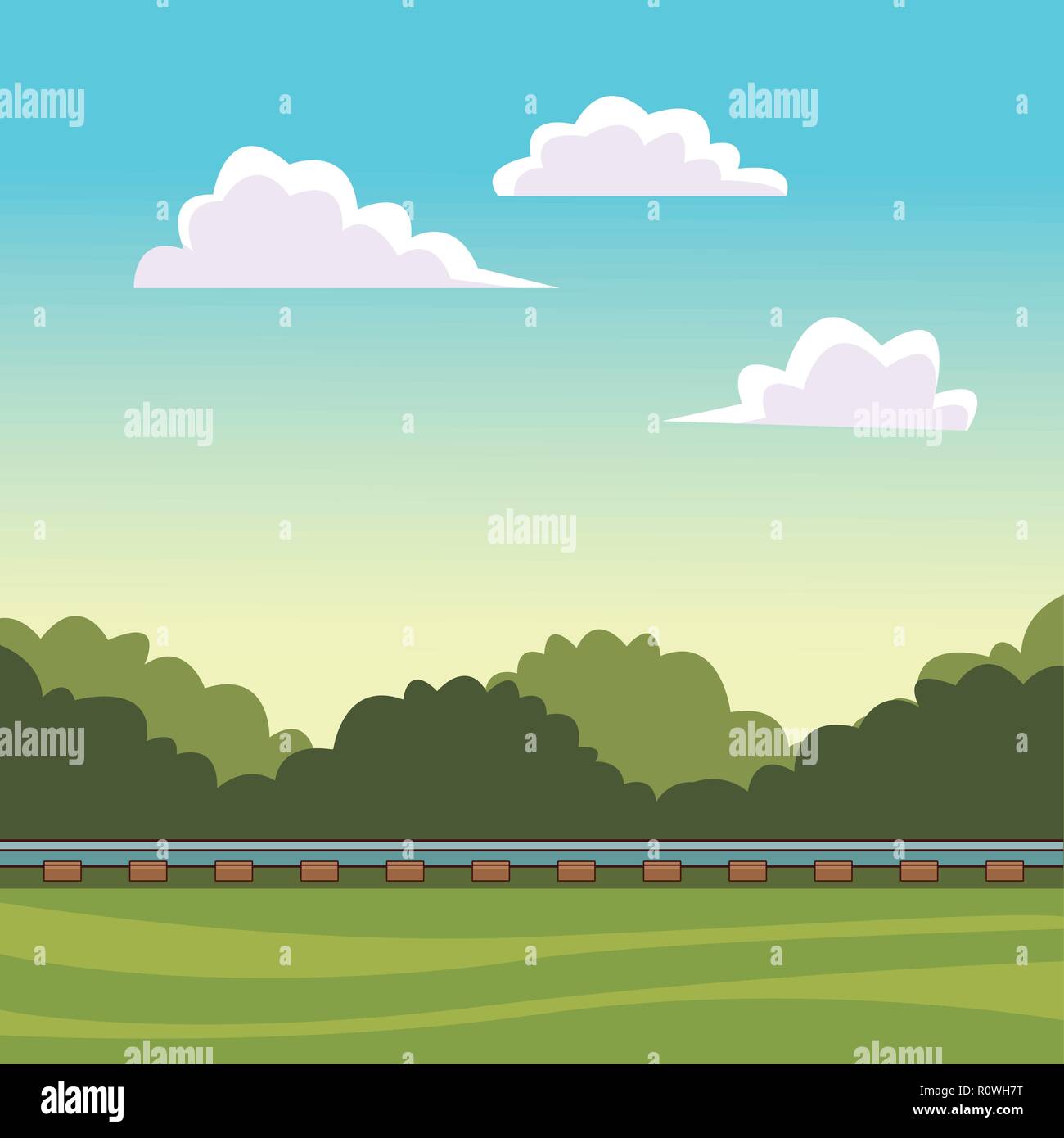 train-track-landscape-stock-vector-image-art-alamy