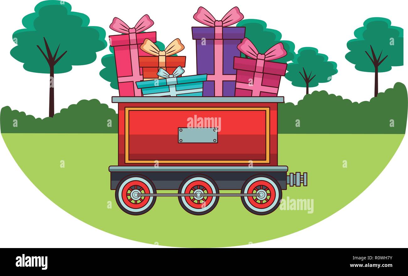 Train wagon with gift boxes Stock Vector Image \u0026 Art - Alamy, image size:1300x879