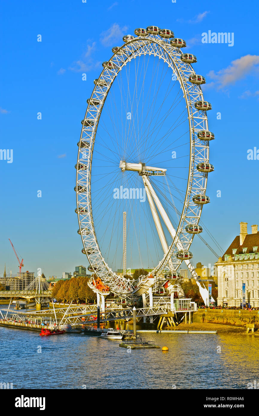 The Iconic London Eye Dominates This View Across The River Thames From Westminster Bridge London England Uk Stock Photo Alamy
