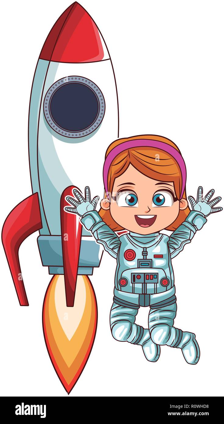 astronaut girl jumping rocket Stock Vector Image & Art - Alamy