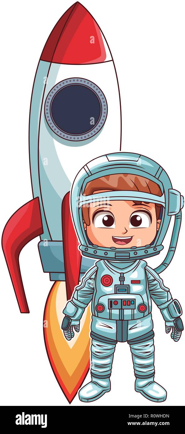 astronaut stand up girl Stock Vector