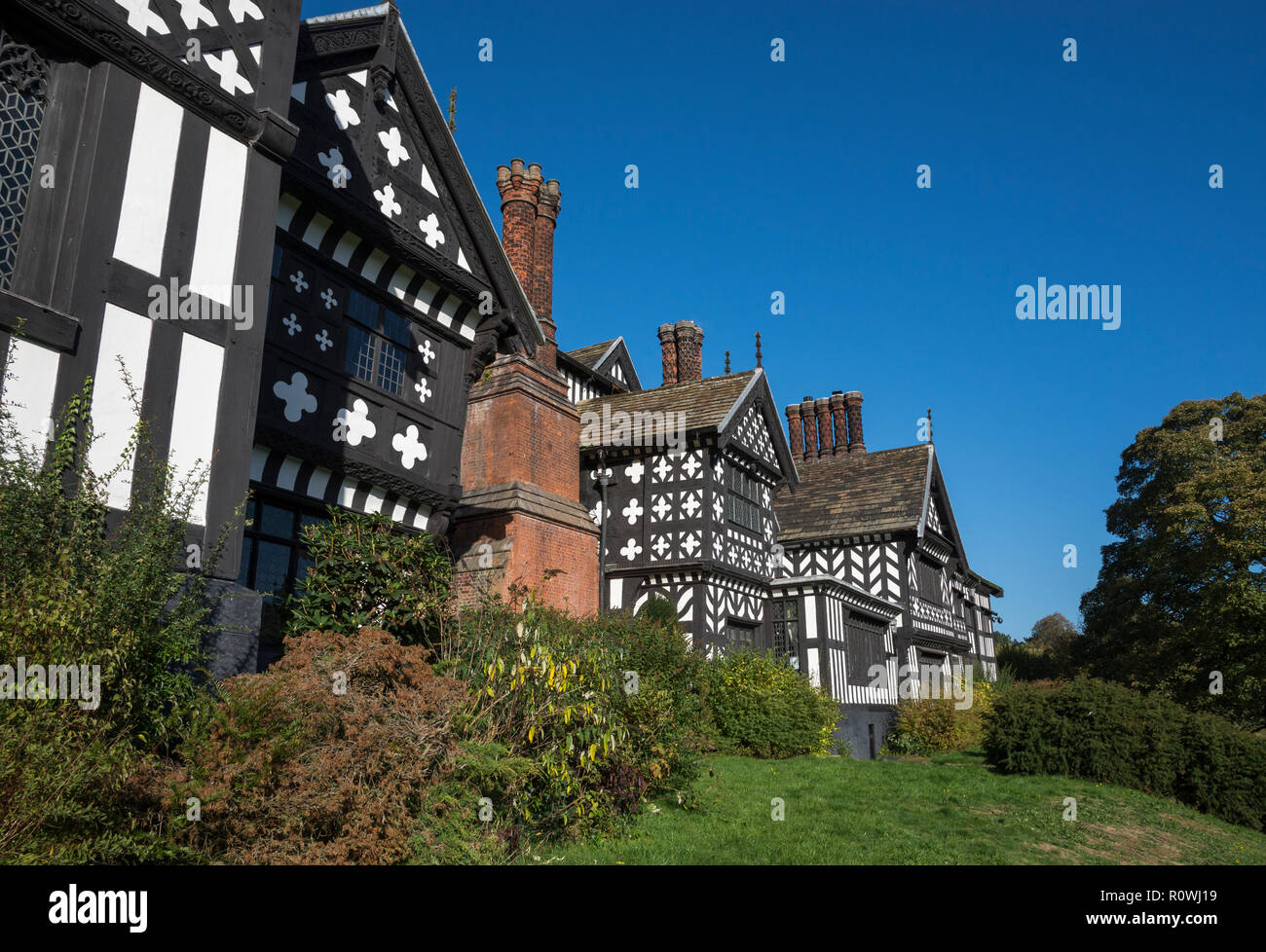 Bramhall Hall, a timber framed tudor house near Stockport, Greater Manchester, England. Stock Photo