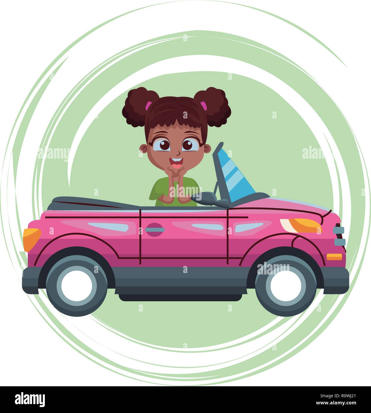 smiling girl driving car cartoon Stock Vector Image & Art - Alamy