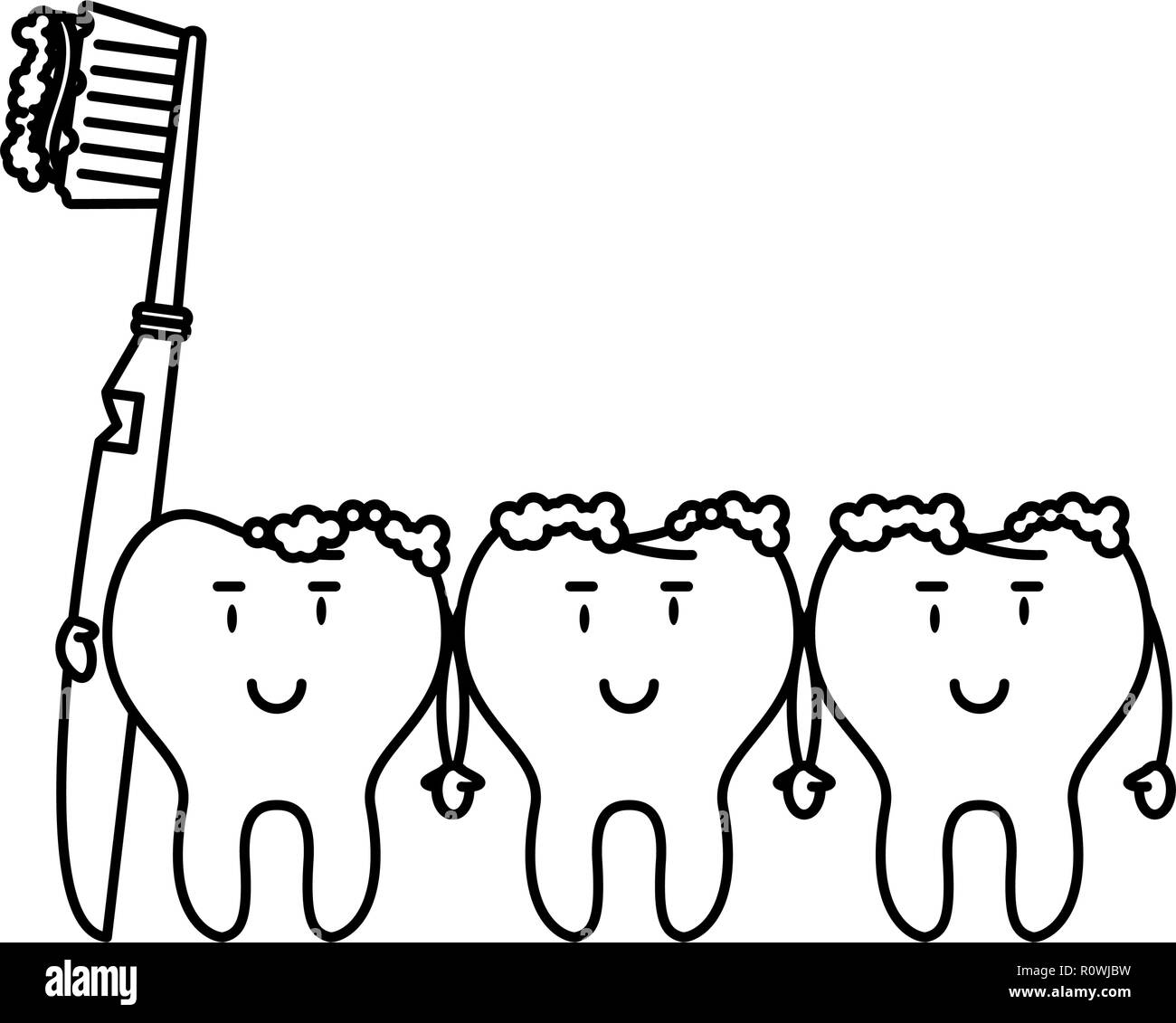 cartoon dental care teeth black and white Stock Vector Image & Art - Alamy
