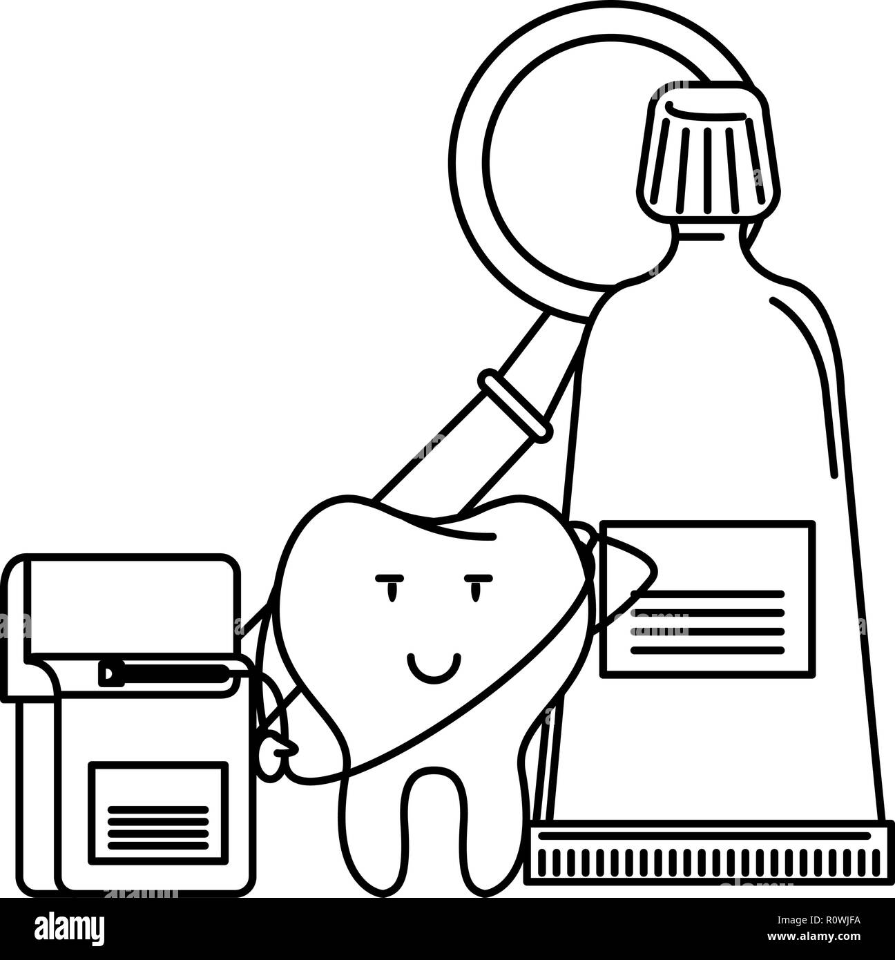 cartoon dental care black and white Stock Vector Image &amp; Art - Alamy