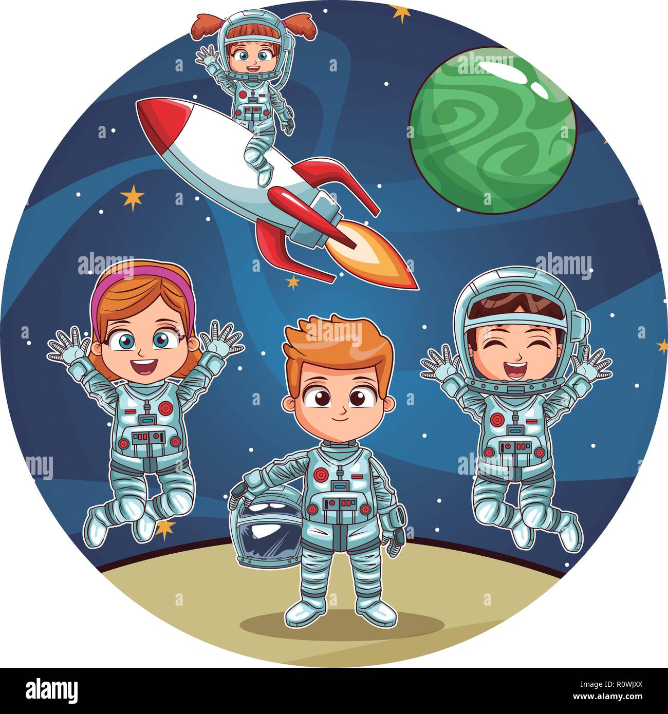 Happy astronaut kids Stock Vector Image & Art - Alamy