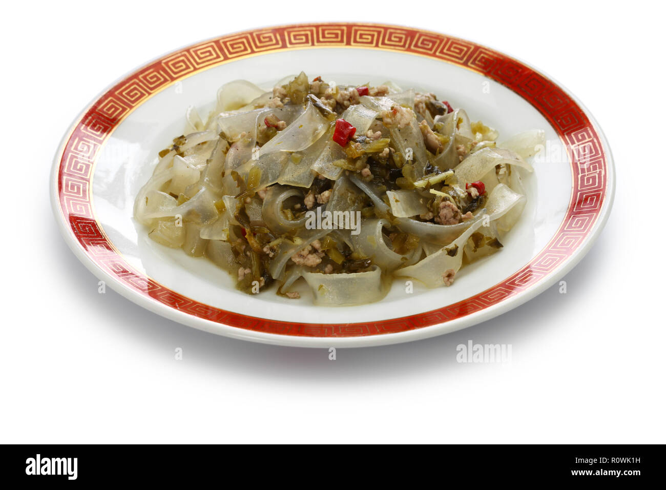 fenpi, green bean sheet jelly noodles with pickled cabbage, chinese home cooking Stock Photo