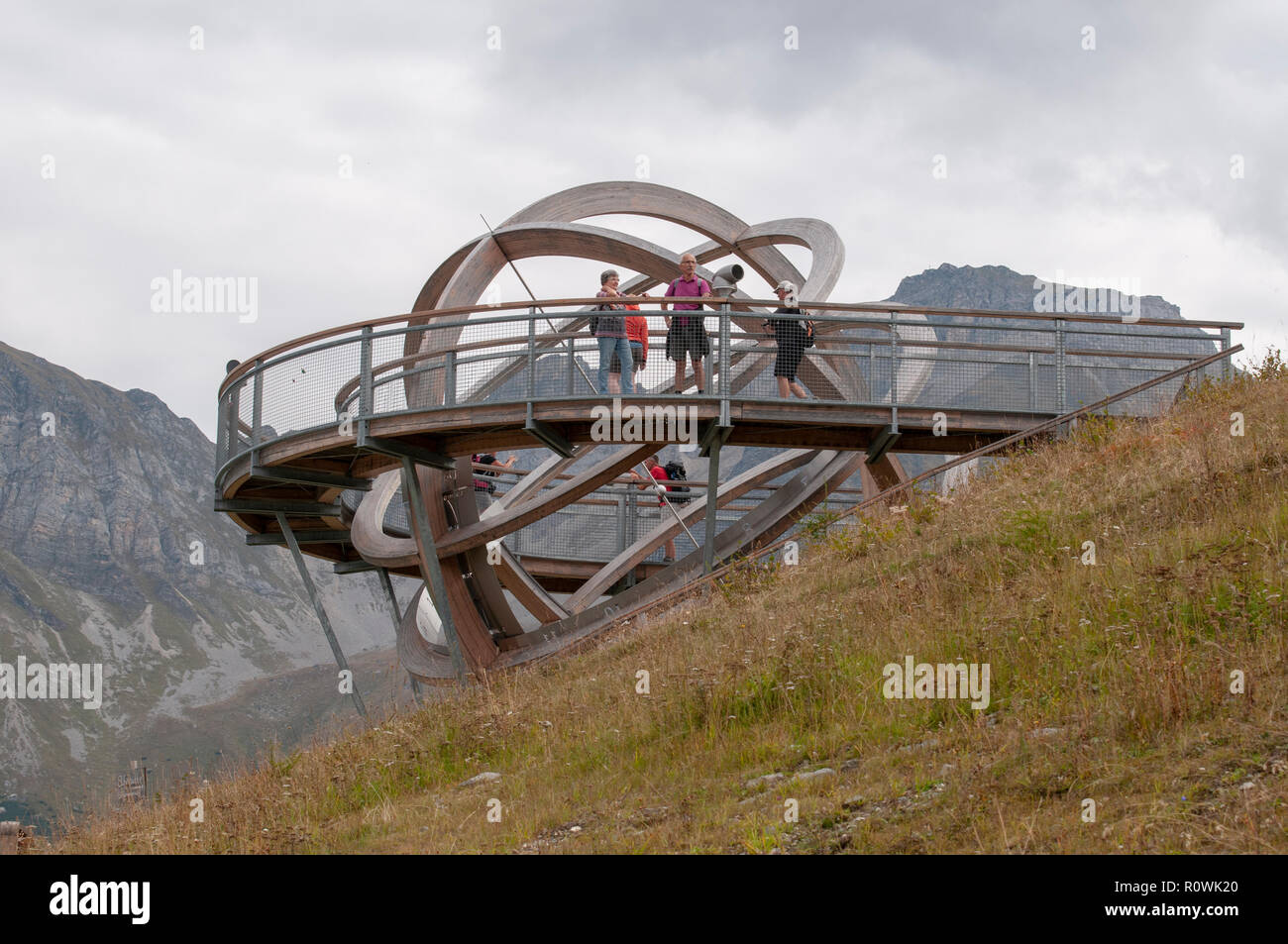 Large Sundial on Elfer Mountain, Neustift im Stubaital, Tyrol, Austria Stock Photo
