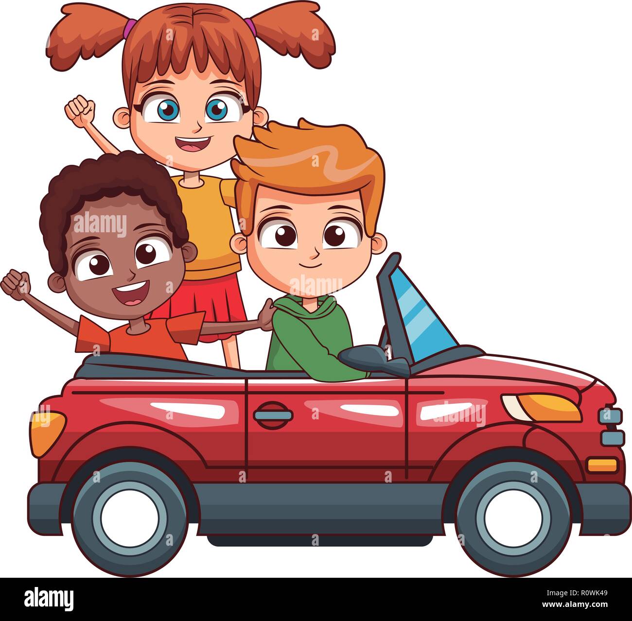 three kids driving car Stock Vector Image & Art - Alamy
