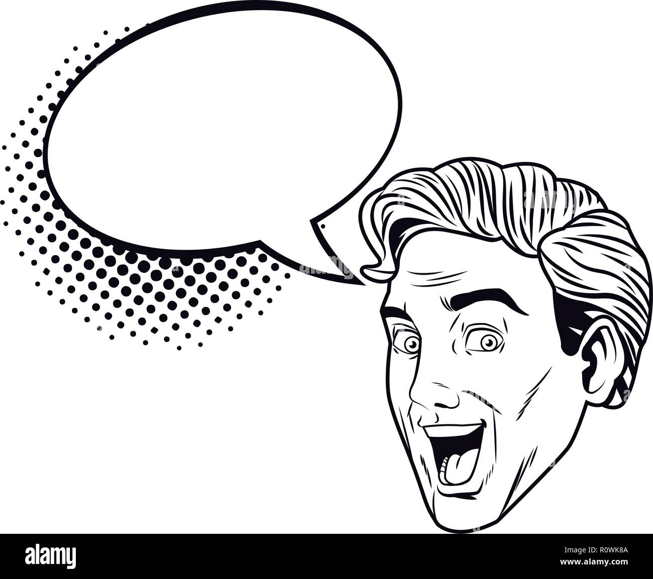 pop art businessman cartoon in black and white Stock Vector Image & Art