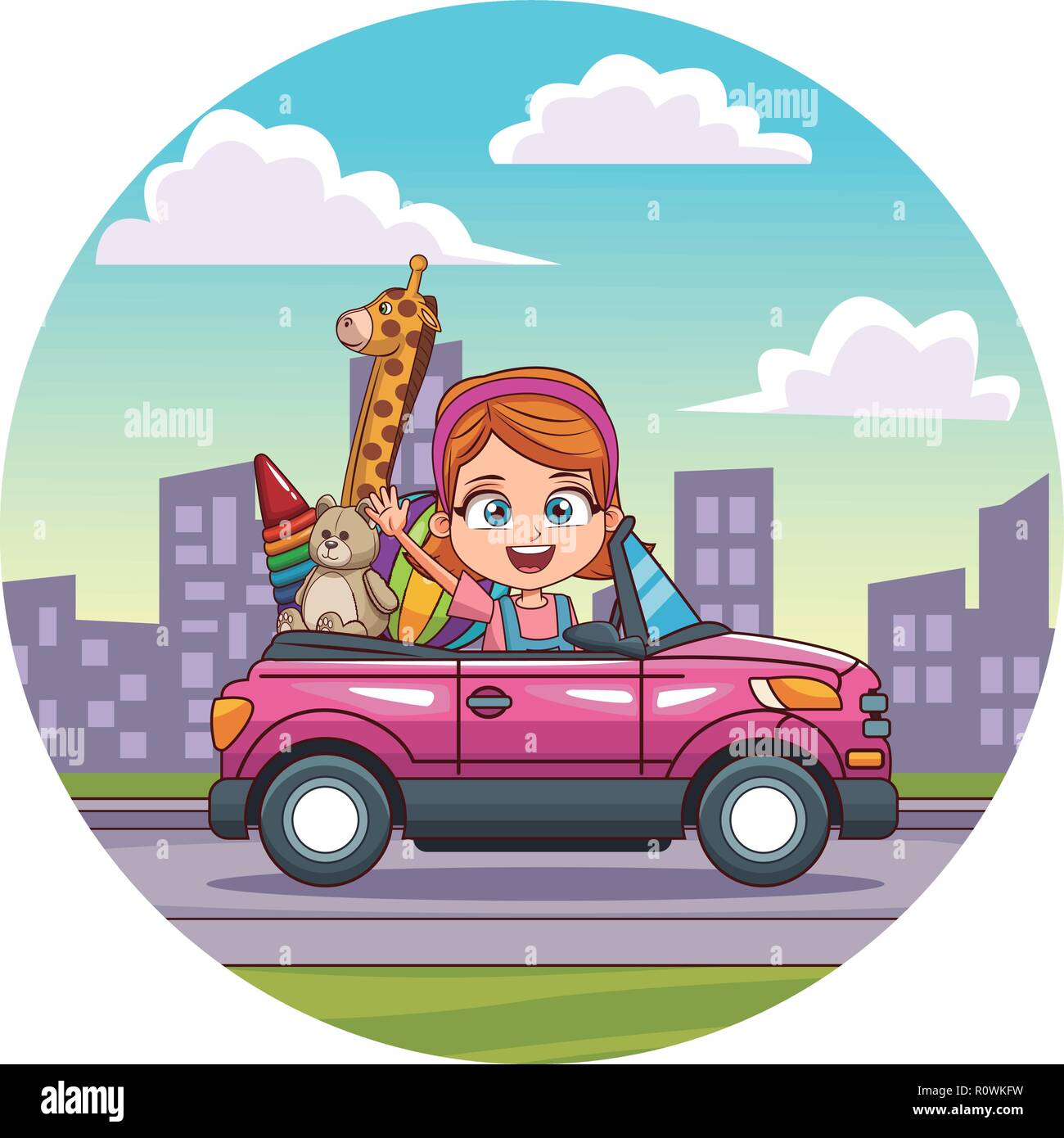 smiling girl driving car Stock Vector Image & Art - Alamy
