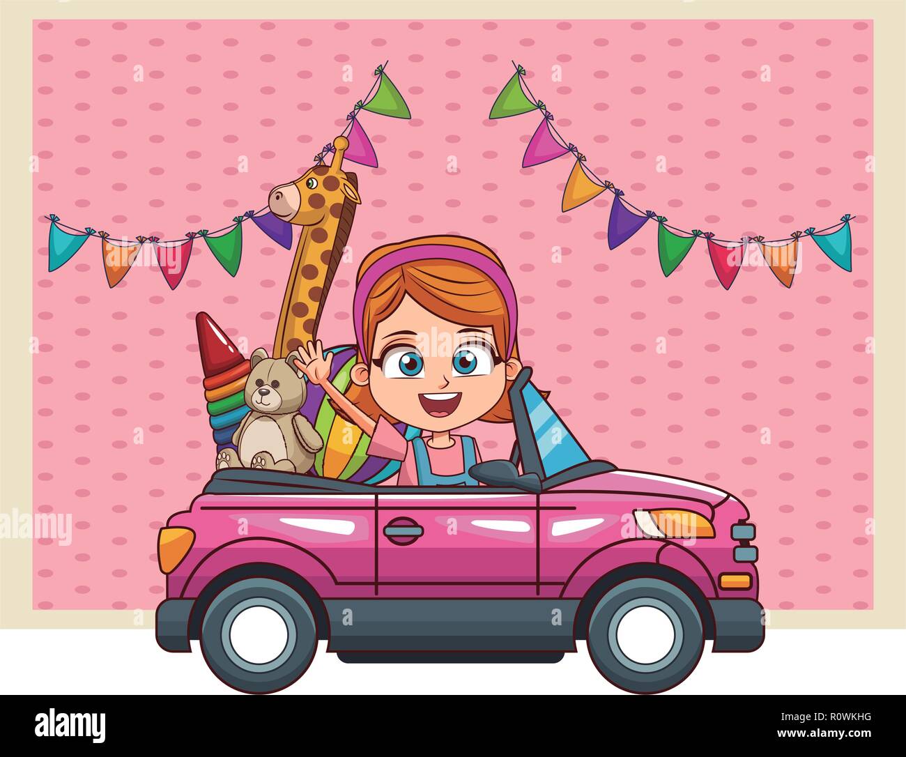 smiling girl driving car cartoon Stock Vector Image & Art - Alamy