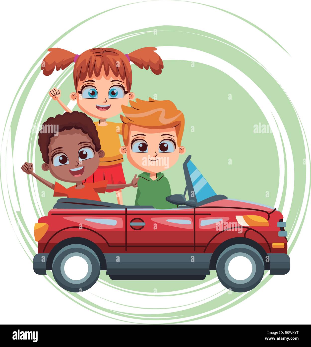 three kids driving car cartoon Stock Vector Image & Art - Alamy