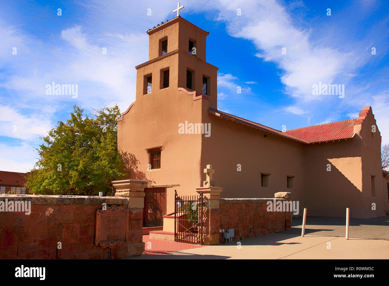The historic Sanctuario de Guadalupe Catholic church in Santa Fe, New