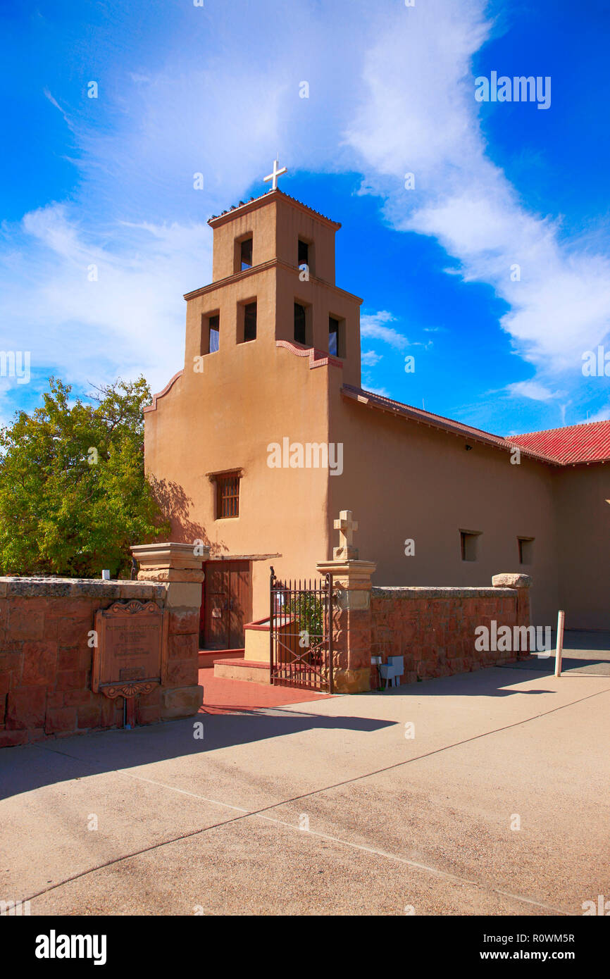 The historic Sanctuario de Guadalupe Catholic church in Santa Fe, New