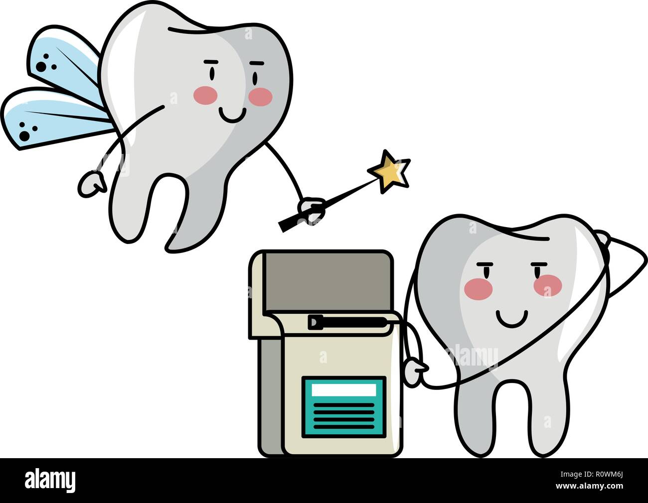 two teeth with dental floss Stock Vector Image & Art - Alamy