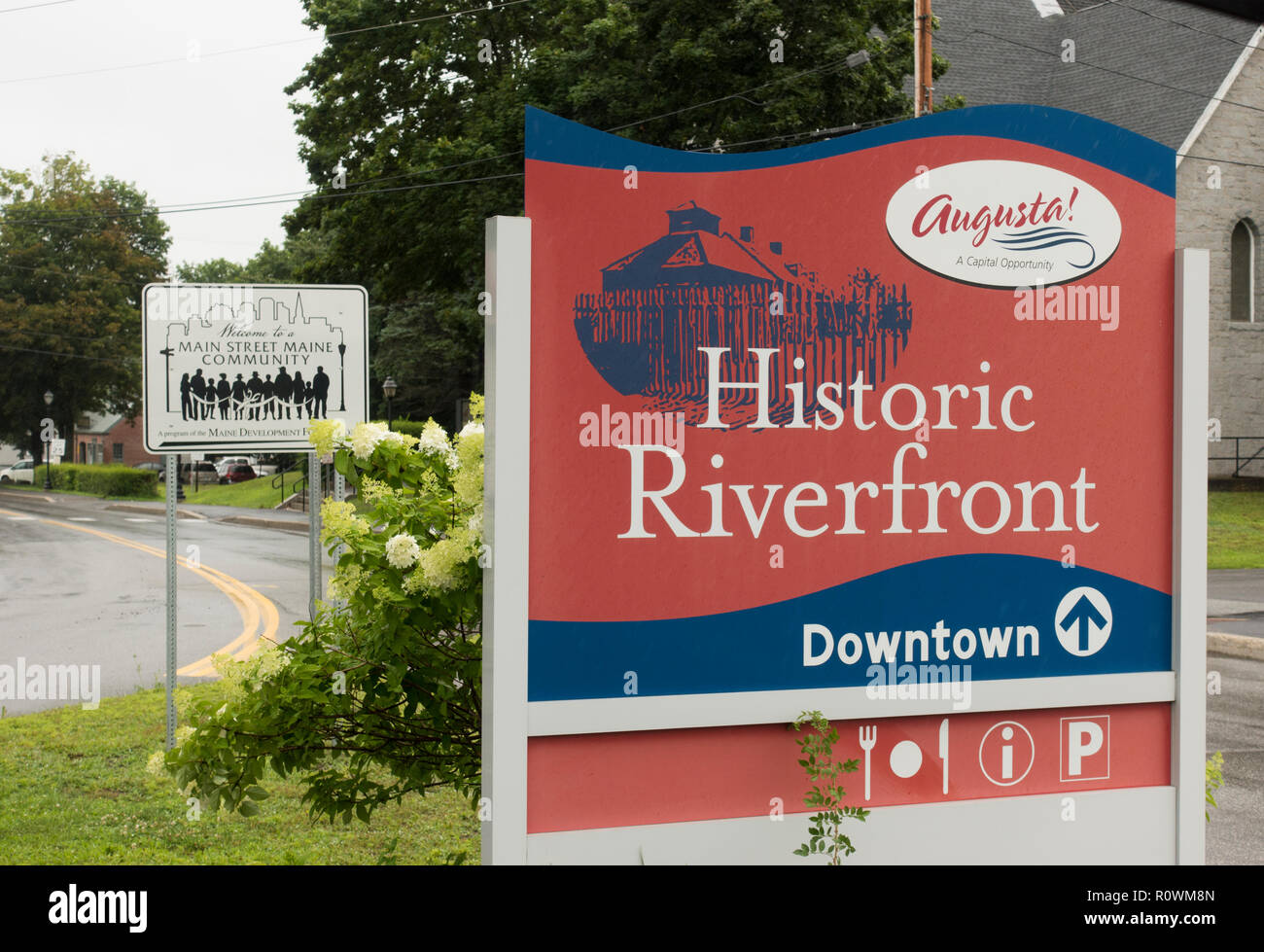 Historic riverfront Augusta Maine Stock Photo Alamy